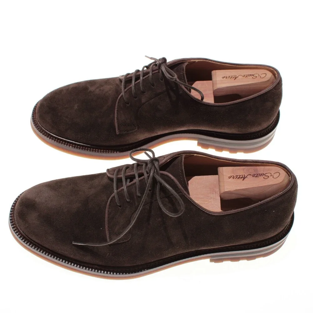 Brunello Cucinelli NWB Derby Dress Shoes Size 42 (US 9) in Brown Suede